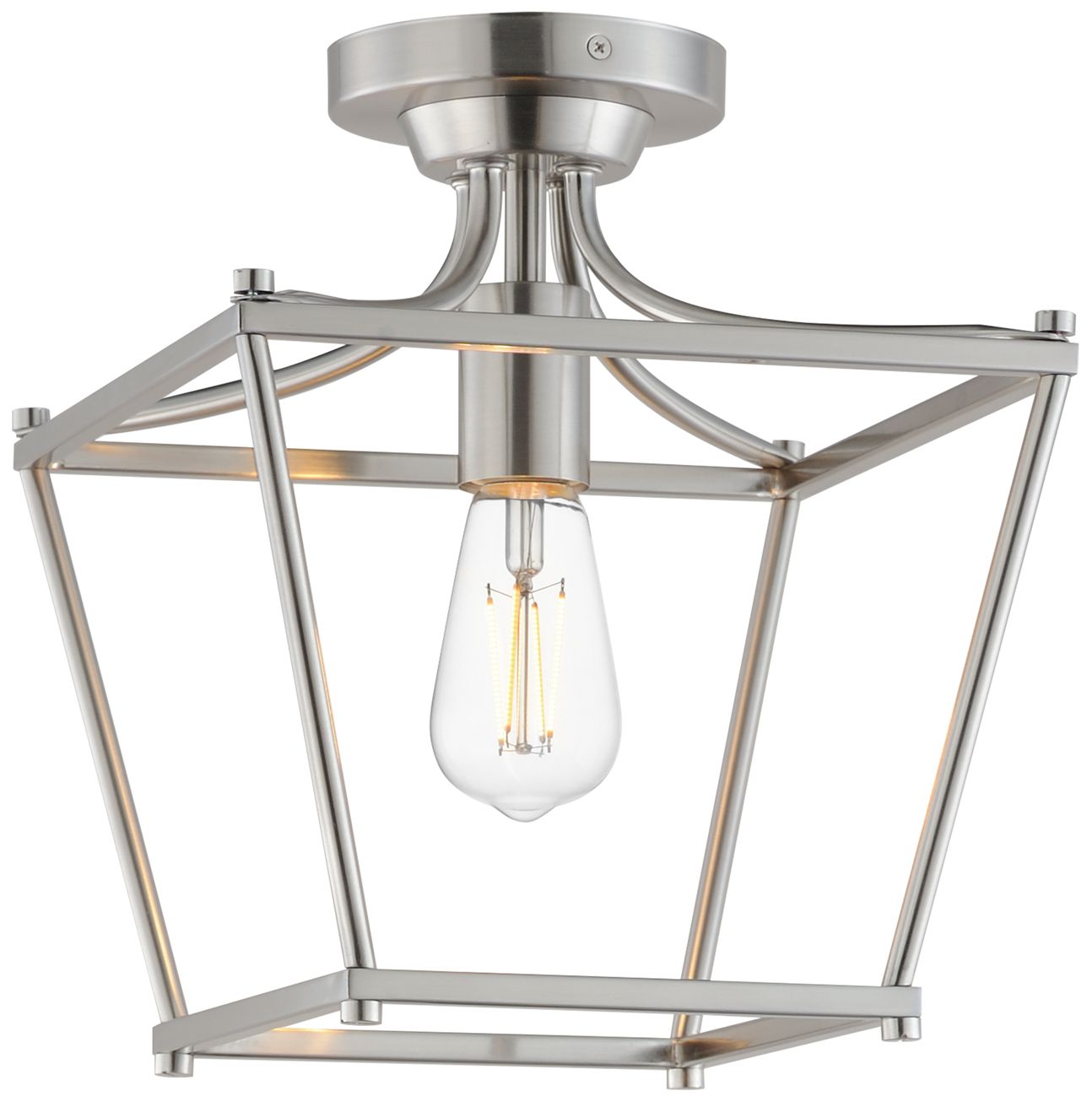 Image 2 Maxim Clifton 10" Wide Satin Nickel Single Pendant/Semi-Flush