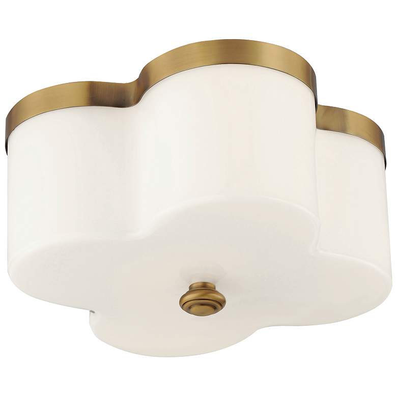 Image 1 Maxim Clover 13 1/2" Wide Natural Aged Brass 2-Light Flush Mount