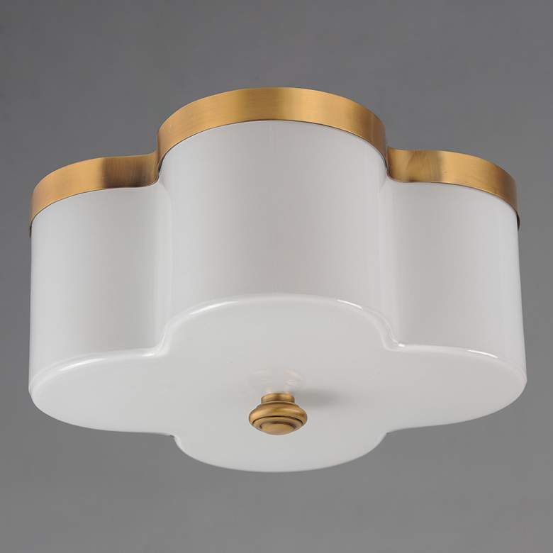 Image 3 Maxim Clover 13 1/2" Wide Natural Aged Brass 2-Light Flush Mount more views