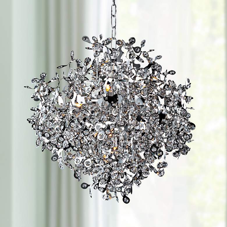 Image 2 Maxim Comet 25 inch Wide Chrome and Crystal Chandelier