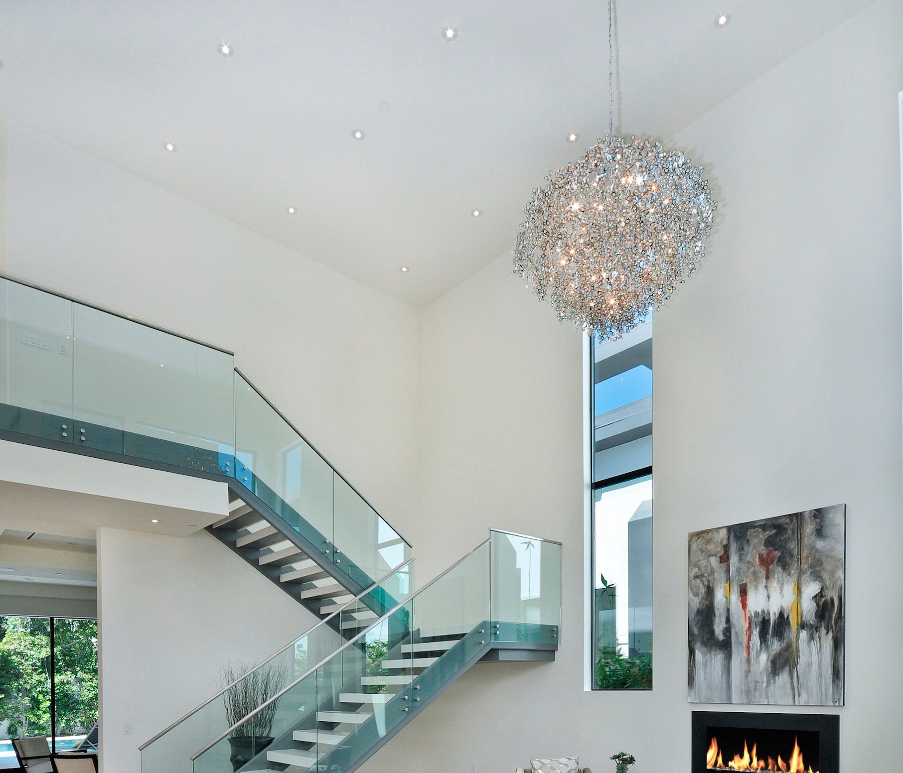 Maxim Comet 35" Wide Chrome and Crystal Chandelier in scene