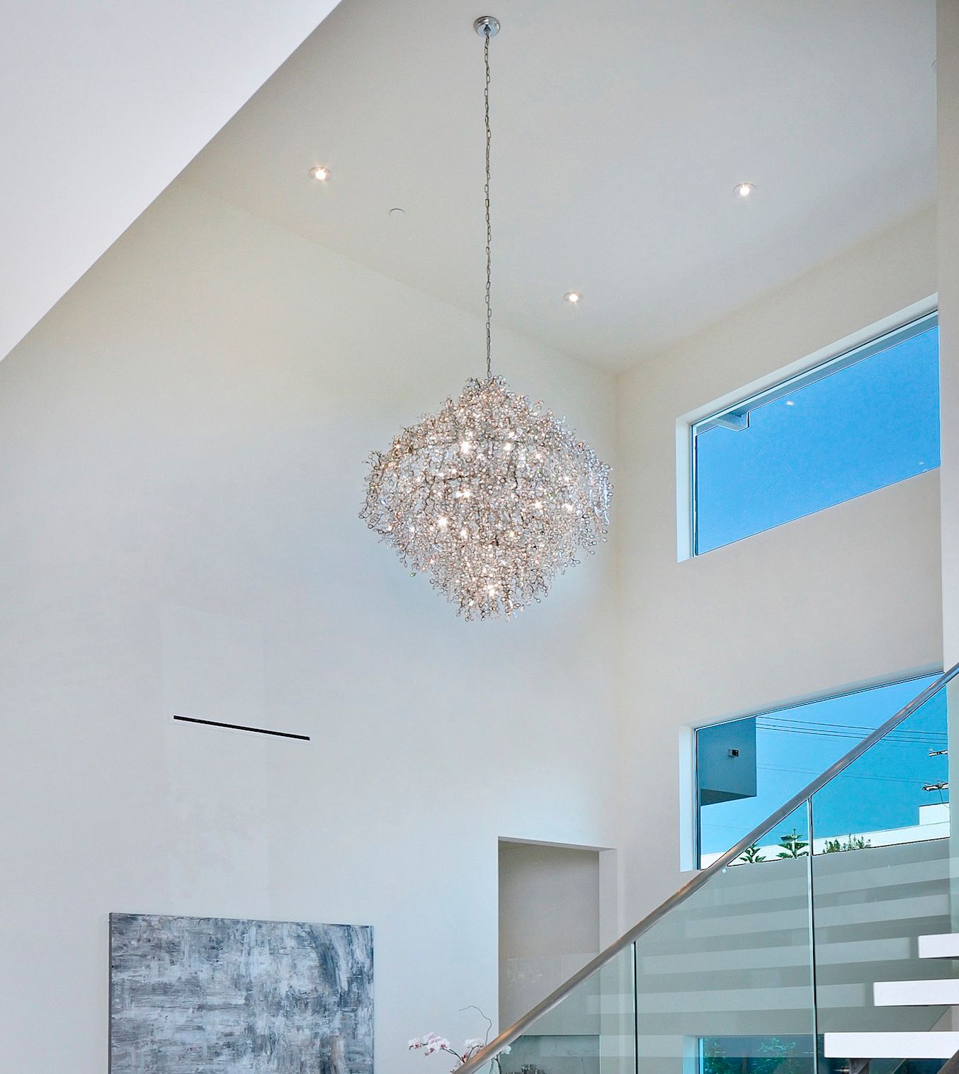 Maxim Comet 35" Wide Chrome and Crystal Chandelier in scene