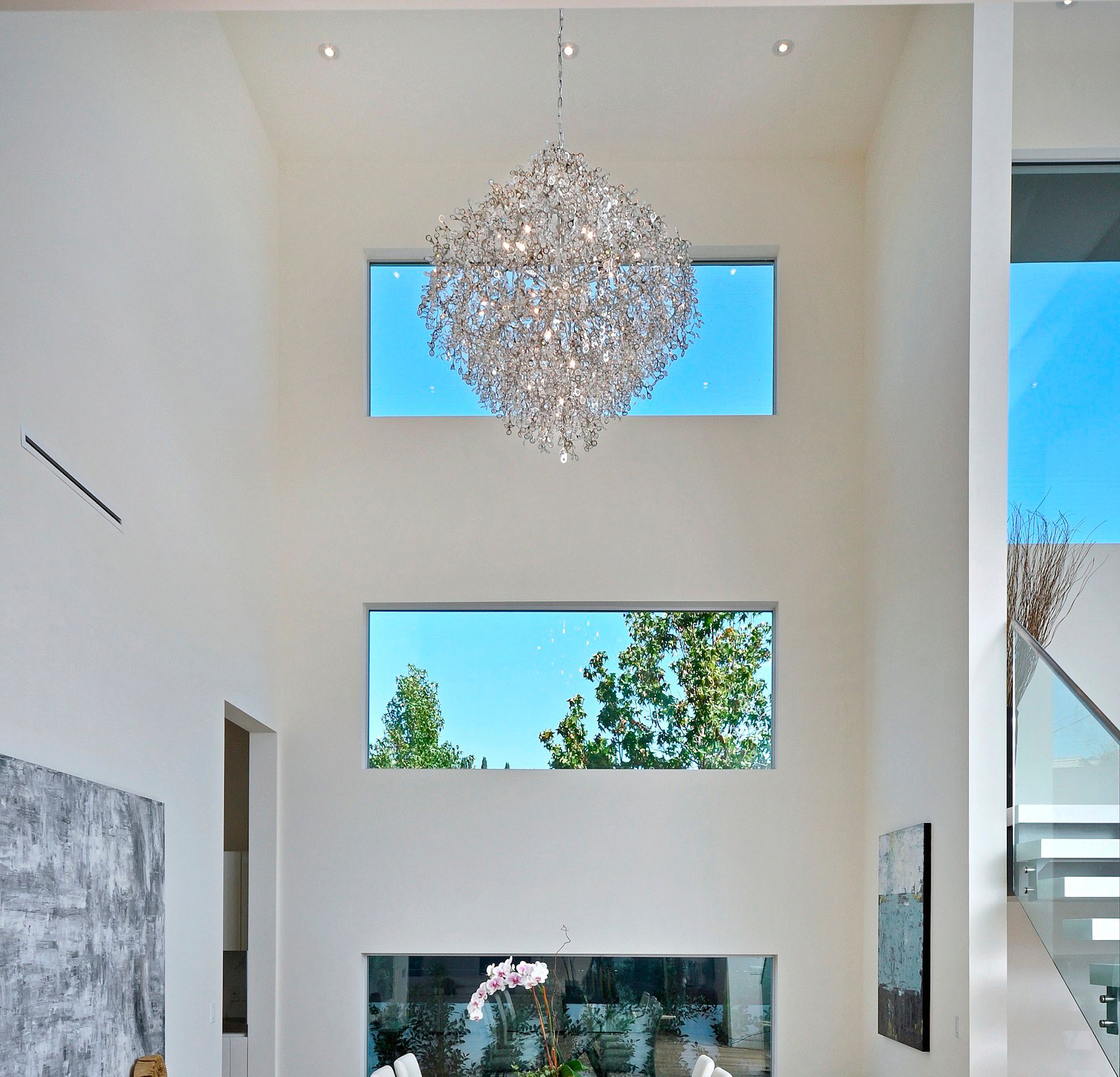 Maxim Comet 35" Wide Chrome and Crystal Chandelier in scene
