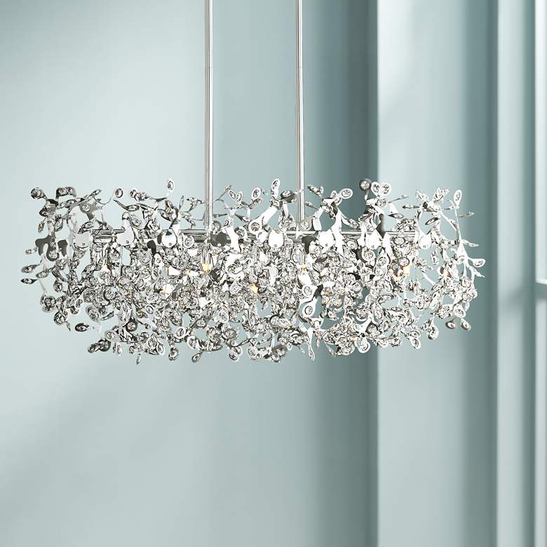 Image 1 Maxim Comet 35" Wide Chrome and Crystal Island Light