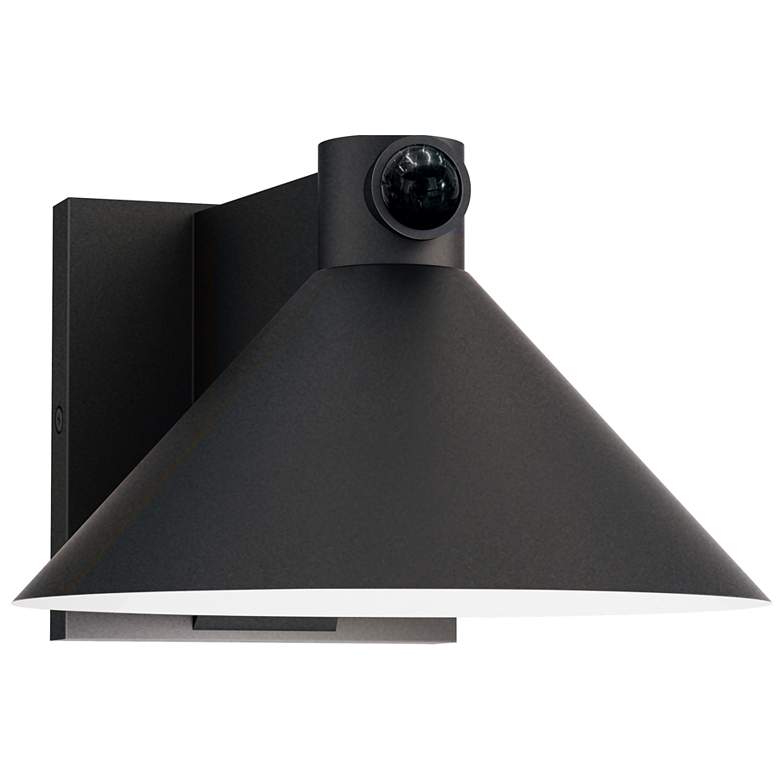 Image 1 Maxim Conoid 8" Black Medium LED Outdoor Wall Sconce W/ Motion Senor