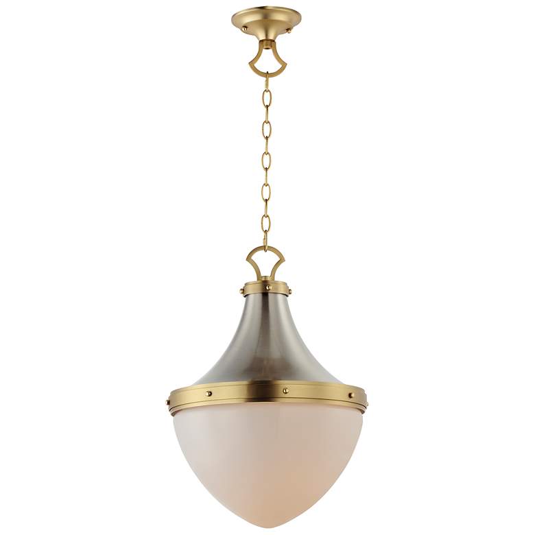 Image 2 Maxim Conrad 15" Silver and Gold White Glass Pendant Chandelier