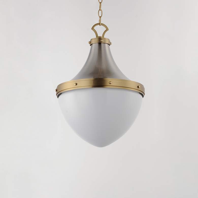 Image 3 Maxim Conrad 15" Silver and Gold White Glass Pendant Chandelier more views