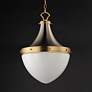 1_Maxim Conrad 15"W Satin Nickel and Satin Brass Pendant Light