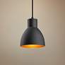 Maxim Cora 7" Wide Black and Gold Modern Dome Mini Pendant