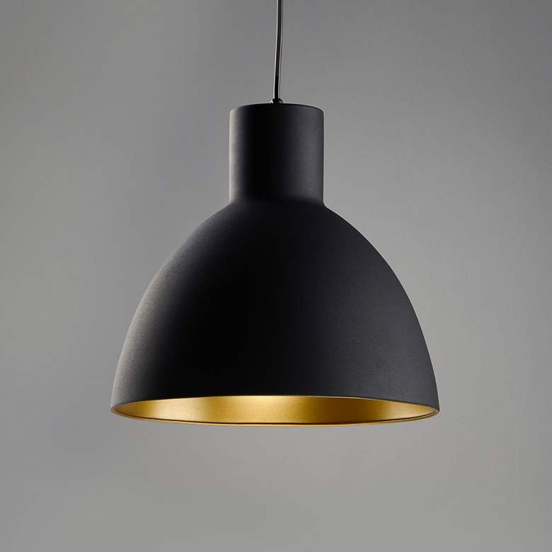 Image 1 Maxim Cora 8 3/4" Wide Black Gold Dome-Shaped Mini Pendant
