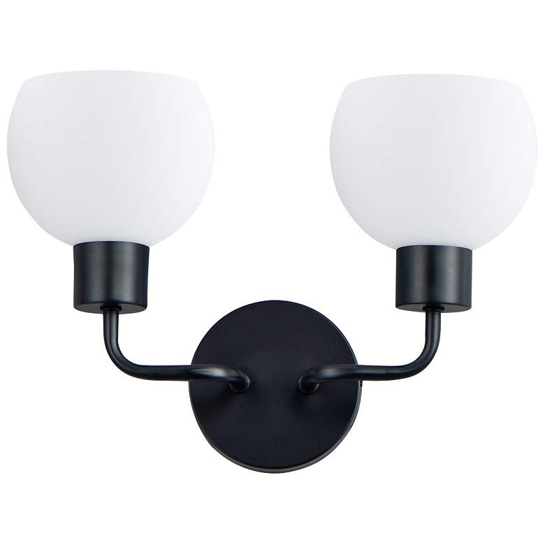 Image 2 Maxim Coraline 10 1/2" High Black 2-Light Wall Sconce