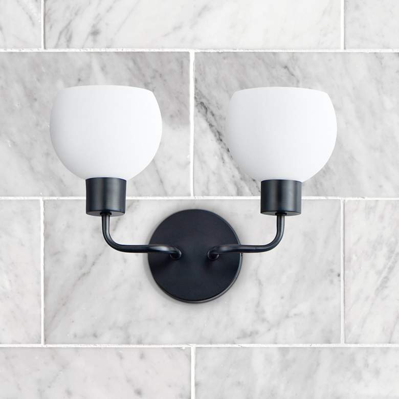 Image 1 Maxim Coraline 10 1/2" High Black 2-Light Wall Sconce
