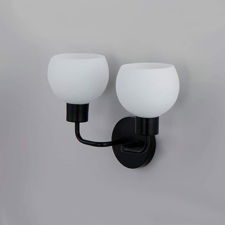 Image 3 Maxim Coraline 10 1/2" High Black 2-Light Wall Sconce more views