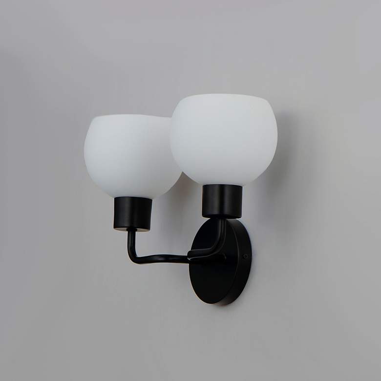 Image 4 Maxim Coraline 10 1/2" High Black 2-Light Wall Sconce more views