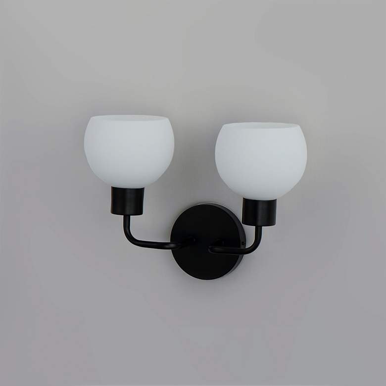 Image 5 Maxim Coraline 10 1/2" High Black 2-Light Wall Sconce more views