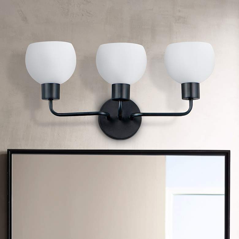Image 1 Maxim Coraline 21 3/4" Wide Black 3-Light Bath Light