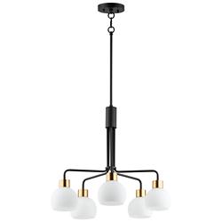 Maxim Coraline 26.8" Wide Bronze and White Glass Modern Chandelier