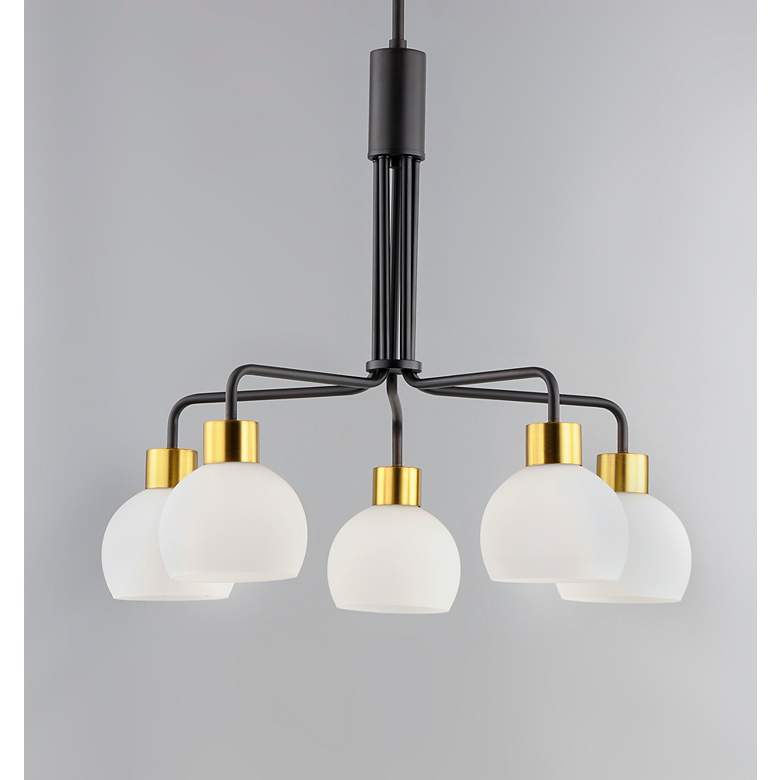 Image 1 Maxim Coraline 26.8" Wide Bronze and White Glass Modern Chandelier