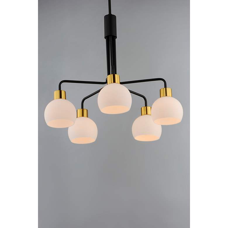 Image 3 Maxim Coraline 26.8" Wide Bronze and White Glass Modern Chandelier more views