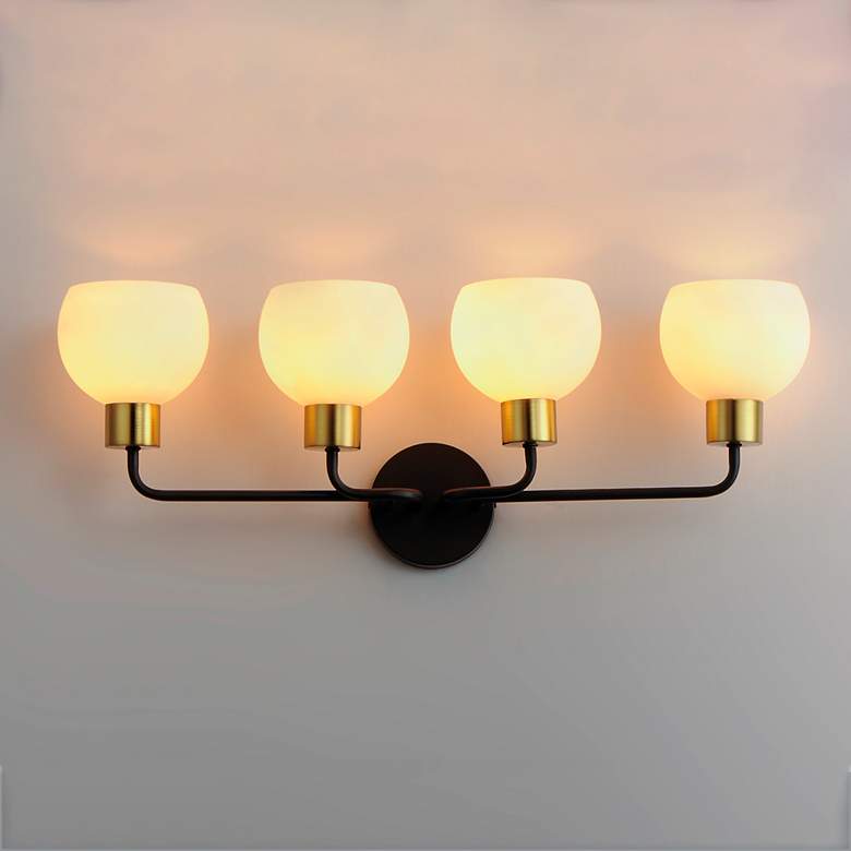 Image 1 Maxim Coraline 29 1/2 inch Wide Bronze Rupert 4-Light Bath Light