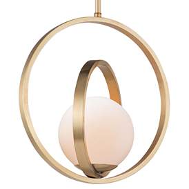 Image3 of Maxim Coronet 12" Wide Satin Brass White Globe Orb Modern Mini Pendant more views