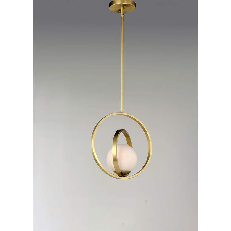 Image 3 Maxim Coronet 12" Wide Satin Brass White Globe Orb Modern Mini Pendant more views