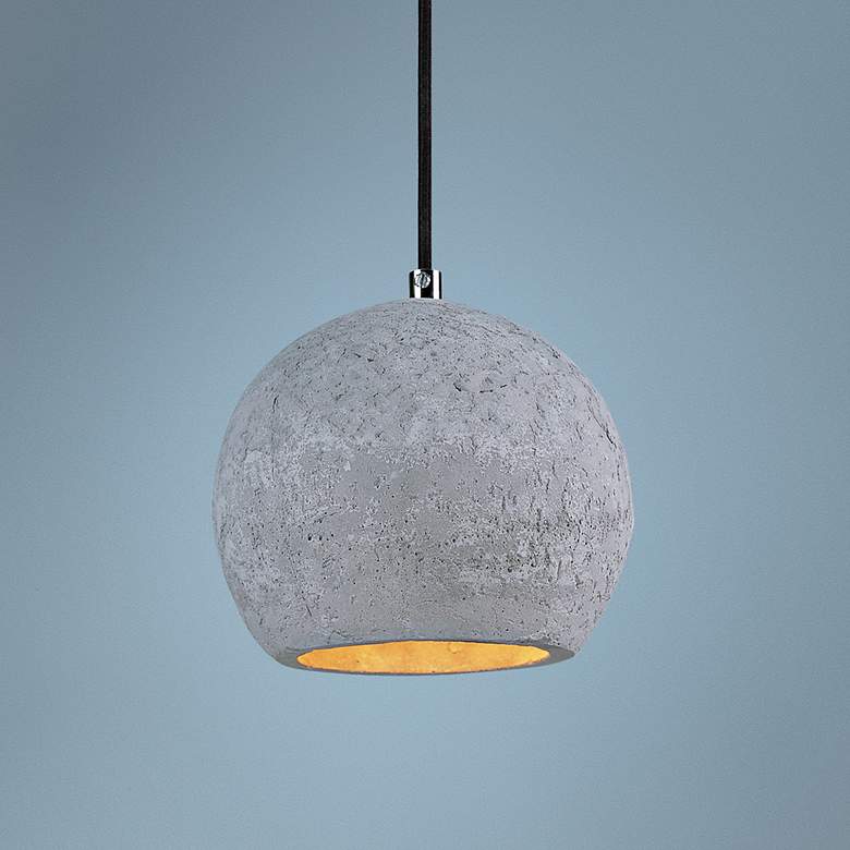 Image 1 Maxim Crete 7 inchW 1-Light LED Concrete Dome Mini Pendant