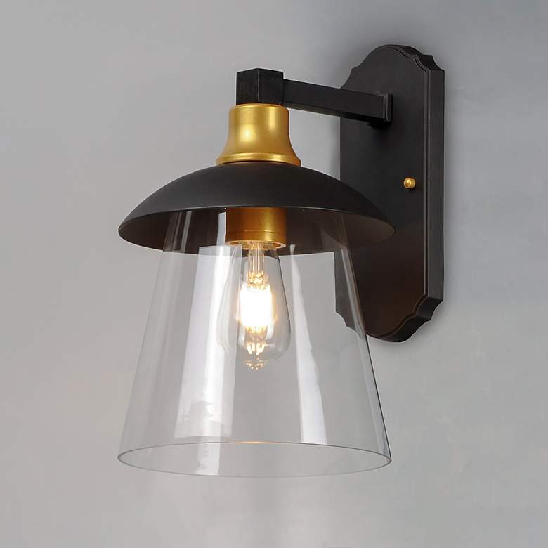 Image 1 Maxim Crib 14 1/2"H Bronze and Gold LED Outdoor Wall Light