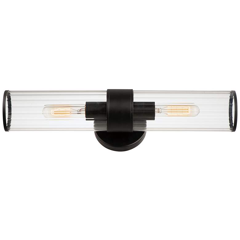 Image 1 Maxim Crosby 19.5 inch Wide 2-Light Black and Clear Glass Wall Sconce