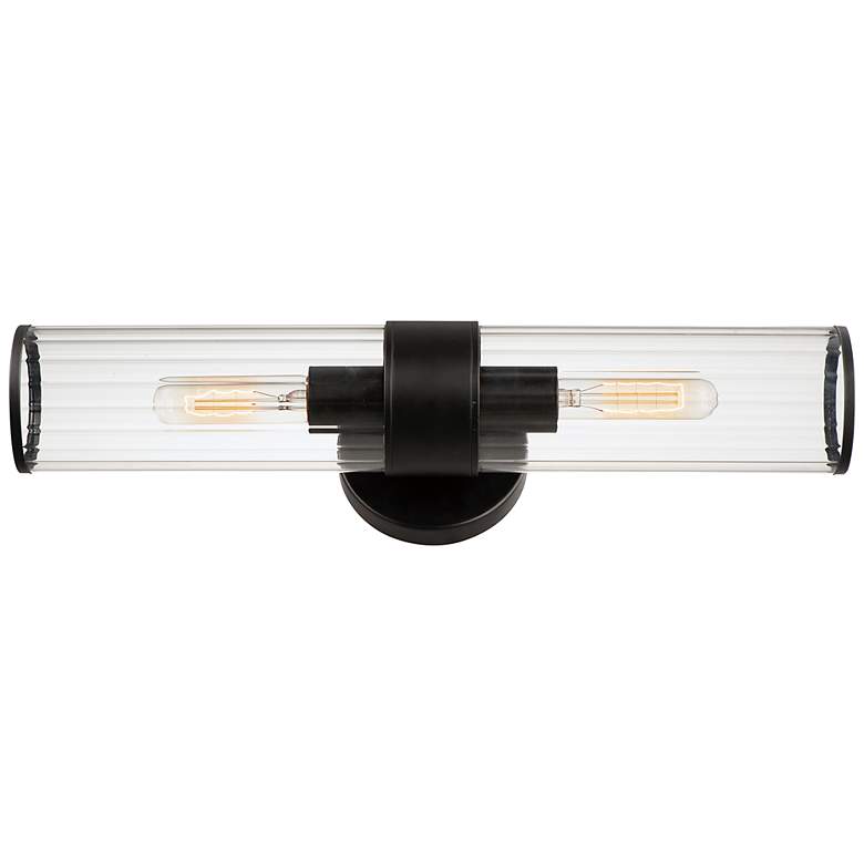 Image 2 Maxim Crosby 19.5" Wide 2-Light Black and Clear Glass Wall Sconce