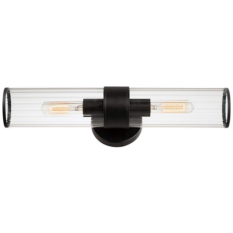 Image 1 Maxim Crosby 19.5 inch Wide 2-Light Black and Clear Glass Wall Sconce