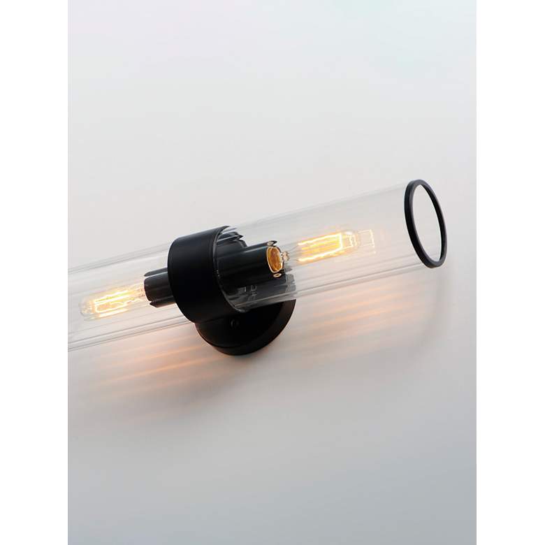 Image 4 Maxim Crosby 19.5" Wide 2-Light Black and Clear Glass Wall Sconce more views