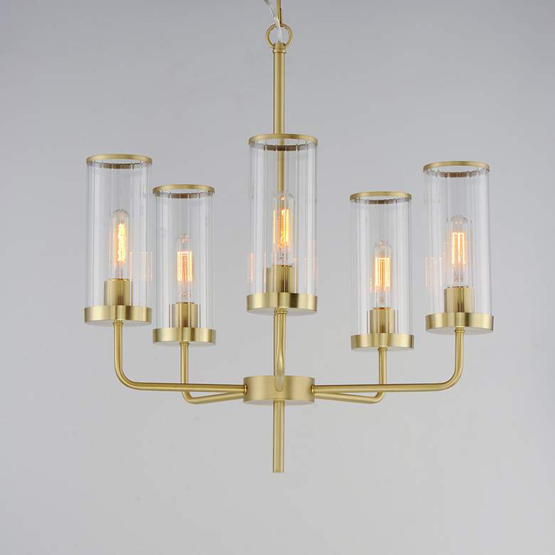 Image 1 Maxim Crosby 24" Wide Satin Brass 5-Light Chandelier