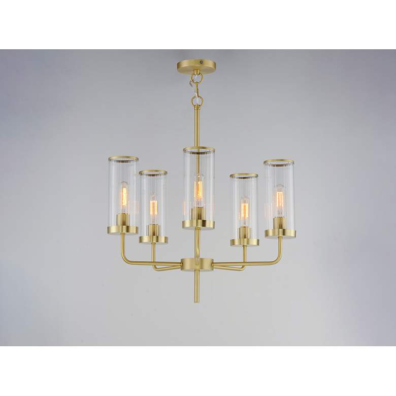 Image 4 Maxim Crosby 24" Wide Satin Brass 5-Light Chandelier more views