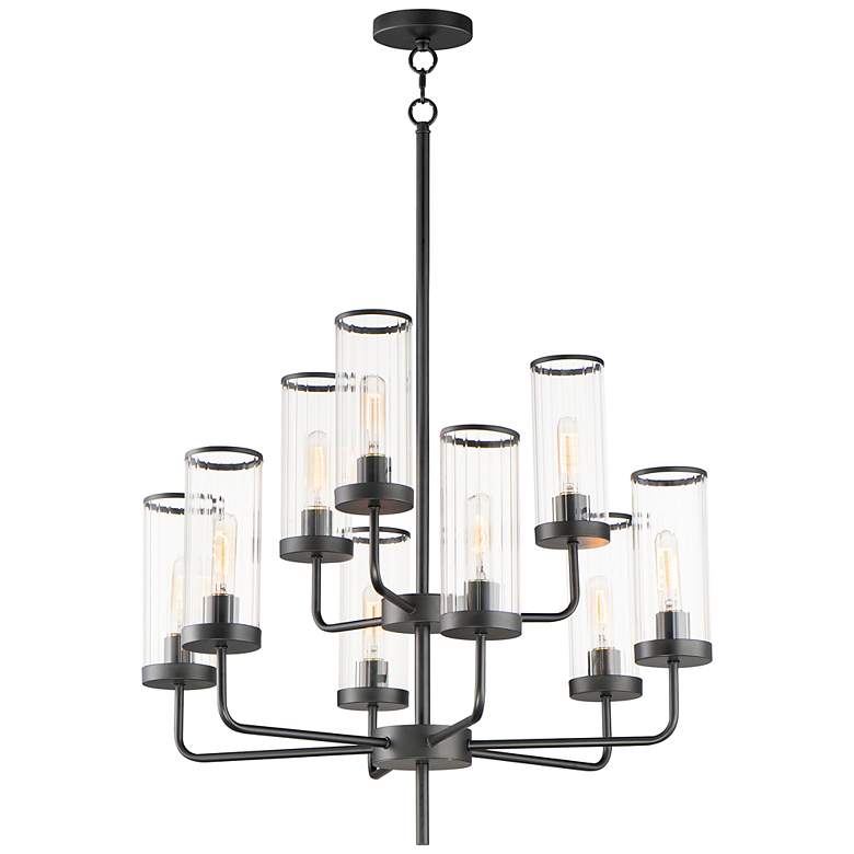 Image 1 Maxim Crosby 28 inch Wide Matte Black Metal 9-Light Chandelier