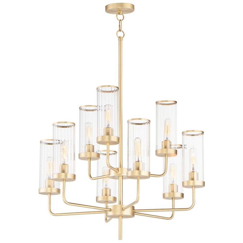 Image 1 Maxim Crosby 28" Wide Satin Brass 9-Light Chandelier