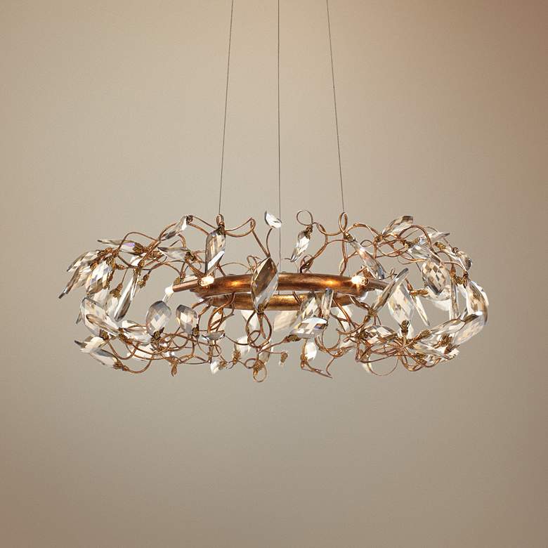 Image 1 Maxim Crystal Garden 18 1/4 inch Wide Golf Leaf Pendant Light