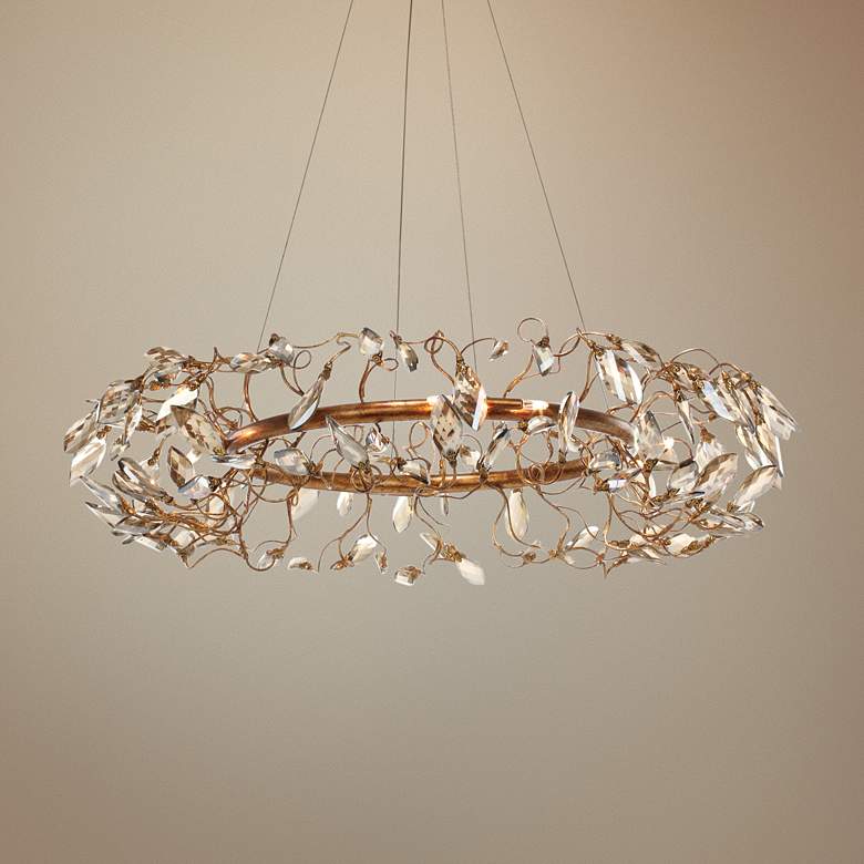Image 1 Maxim Crystal Garden 28" Wide Gold Leaf Pendant Light