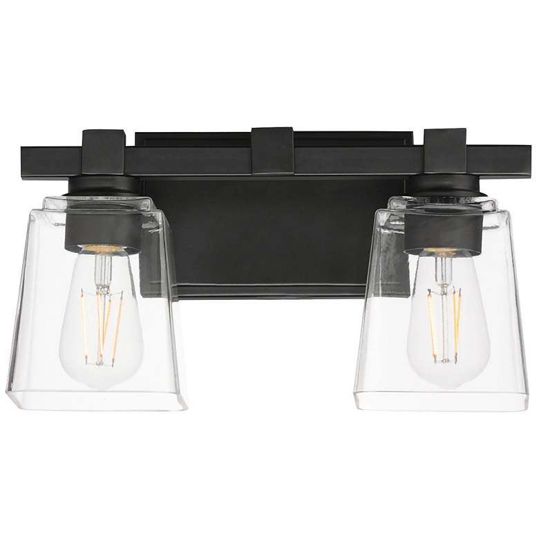 Image 1 Maxim Cubos 14" Wide Black 2-Light Wall Sconce
