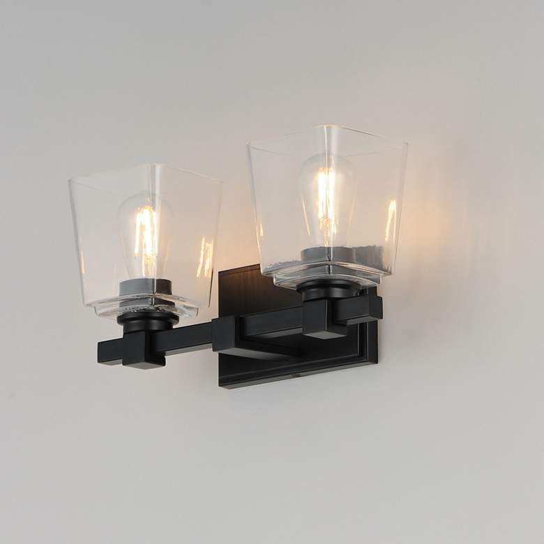 Image 4 Maxim Cubos 14" Wide Black 2-Light Wall Sconce more views