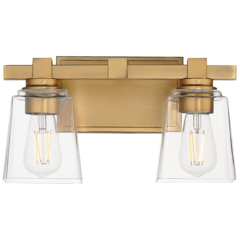 Image 1 Maxim Cubos 14" Wide Natural Aged Brass 2-Light Wall Sconce