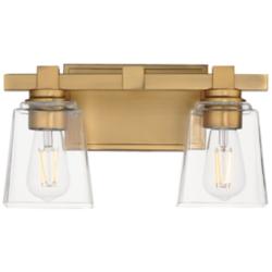 Maxim Cubos 14" Wide Natural Aged Brass 2-Light Wall Sconce