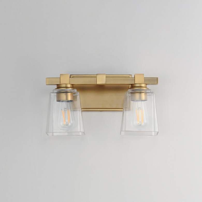 Image 2 Maxim Cubos 14" Wide Natural Aged Brass 2-Light Wall Sconce more views