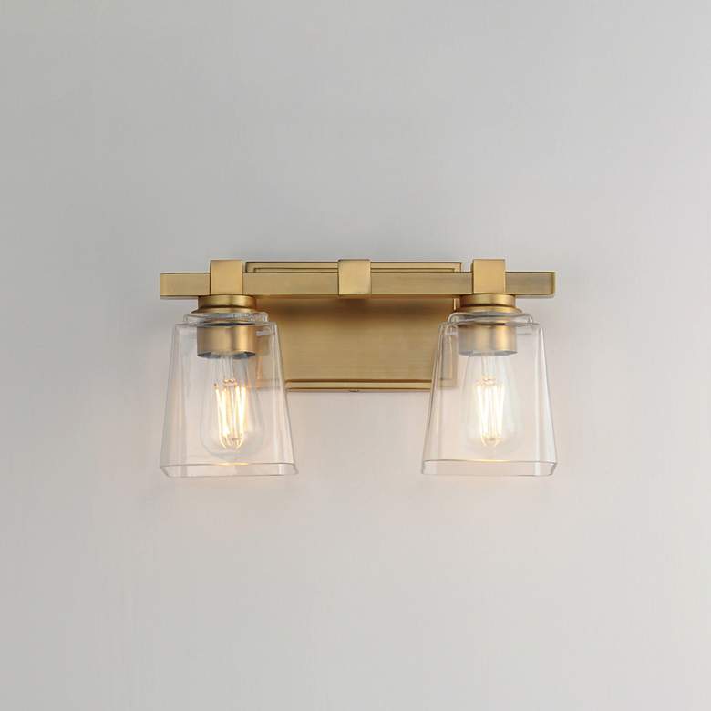 Image 3 Maxim Cubos 14" Wide Natural Aged Brass 2-Light Wall Sconce more views