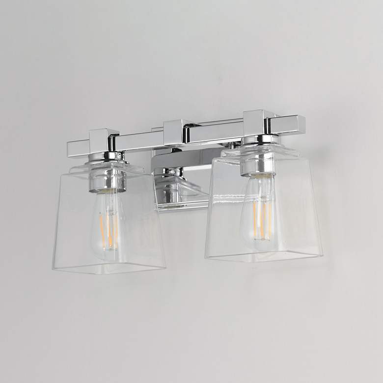 Image 4 Maxim Cubos 14" Wide Polished Chrome 2-Light Wall Sconce more views
