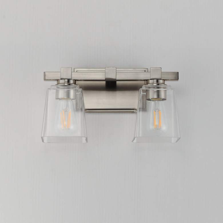 Image 2 Maxim Cubos 14" Wide Satin Nickel 2-Light Wall Sconce more views