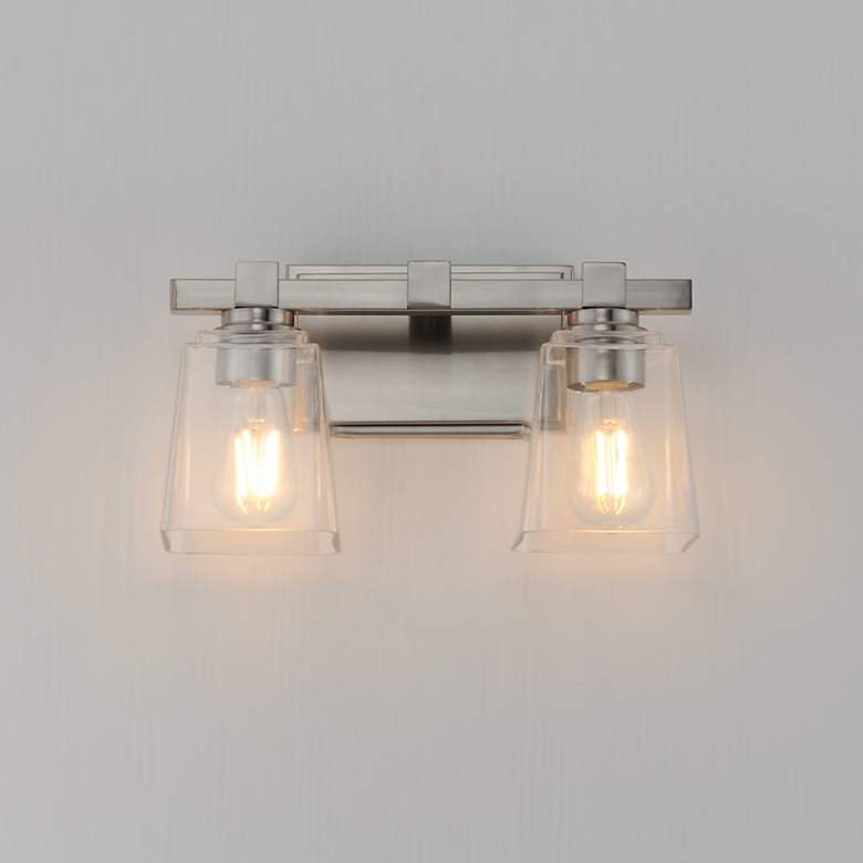 Image 3 Maxim Cubos 14" Wide Satin Nickel 2-Light Wall Sconce more views