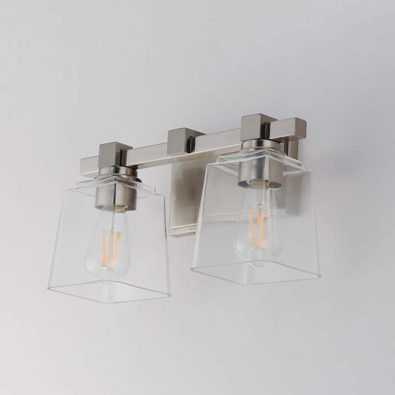 Image 4 Maxim Cubos 14" Wide Satin Nickel 2-Light Wall Sconce more views