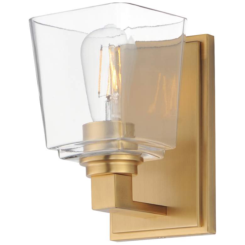 Image 1 Maxim Cubos 4 3/4" Wide Natural Aged Brass 1-Light Wall Sconce