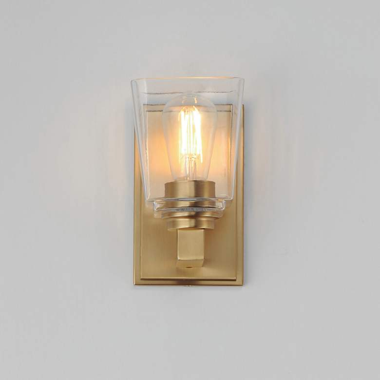 Image 3 Maxim Cubos 4 3/4" Wide Natural Aged Brass 1-Light Wall Sconce more views